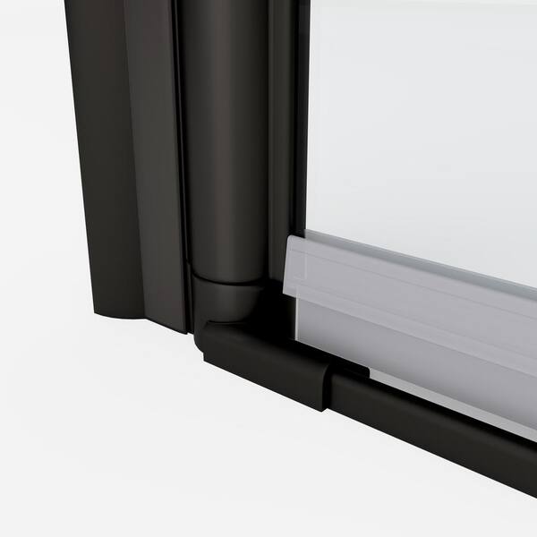 ANGELES HOME 30-31 3/8 in. W x 72 in. H Bi-Fold Semi-Frameless Shower Door in Matte Black Finish with 1/4 in. Tempered Clear Glass