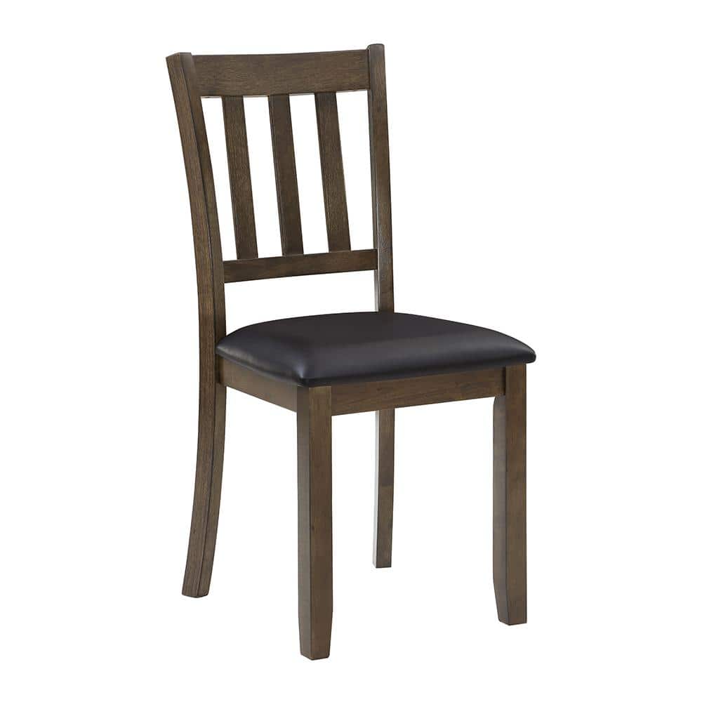Charcoal Brown 5-Piece Square Dining Set with Faux Leather Seats