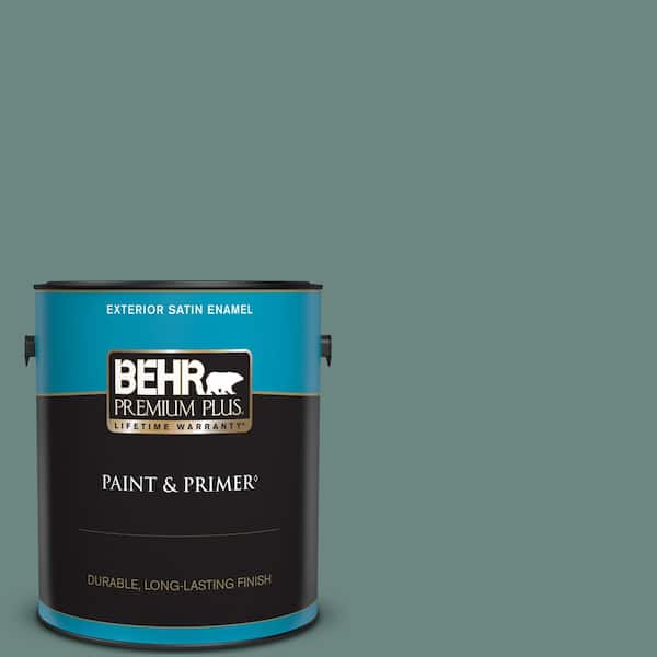 BEHR PREMIUM PLUS 1 gal. #480F-5 Marsh Creek Satin Enamel Exterior Paint & Primer