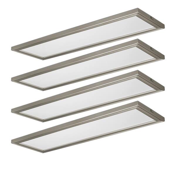 Commercial Electric 48 In X 15 In Low Profile Brushed Nickel Color Selectable Led Flush Mount 