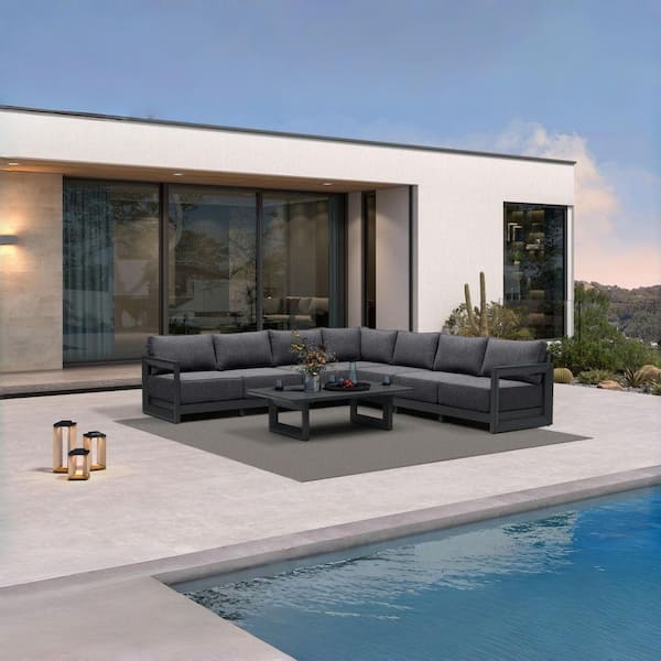 8 Pieces Patio Conversation Sets All Weather Outdoor Couch Sectional Set with Cushion Conversation Set Gray
