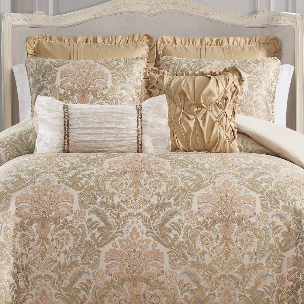 Gold and White Polyester Decorative Throw Pillow Set