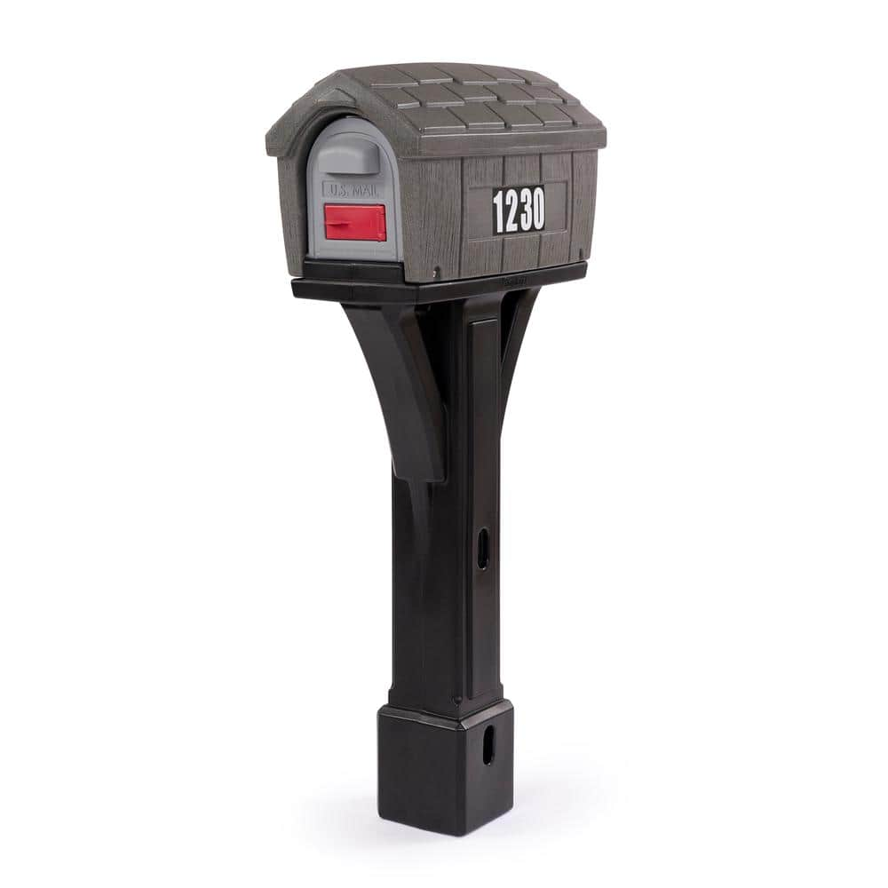 Simplay3 Classic Home Gray Stone / Black Post Mount Mailbox 416700-02 ...