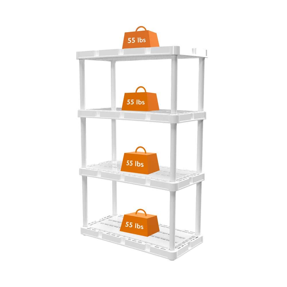 Gracious Living 48" White Solid 4-Shelf Light-Duty Storage Unit