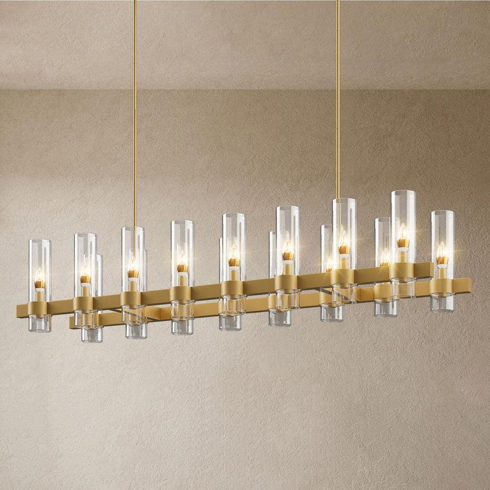 Modern Chandelier 54 in. 16-Lights Linear Gold Chandelier for Dining Room, Kitchen Island, Living Room price history on PriceWatchPro