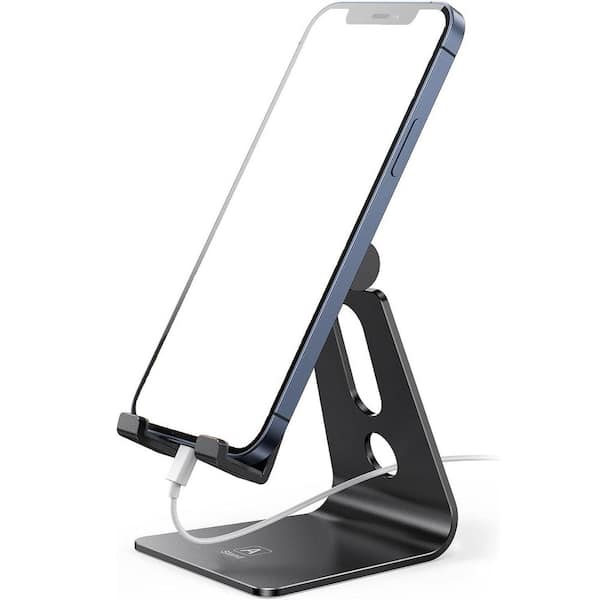 Adjustable Cell Phone Stand Holder Compatible with All Smartphones in Black