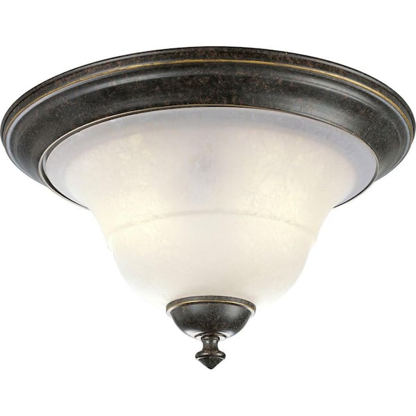 Progress Lighting Melbourne Collection 2-Light Espresso Flush Mount with Etched Watermark Glass