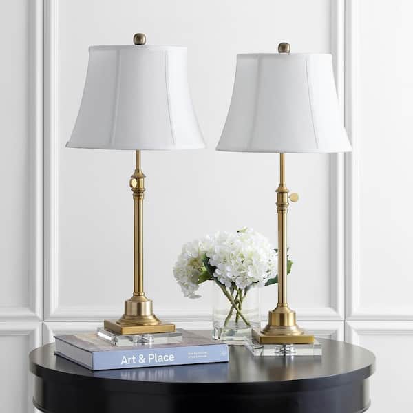 SAFAVIEH Callen 31 in. Clear/Brass Gold Adjustable Table Lamp