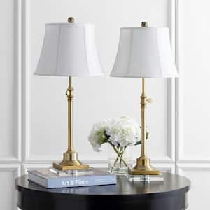 Callen 31 in. Clear/Brass Gold Adjustable Table Lamp