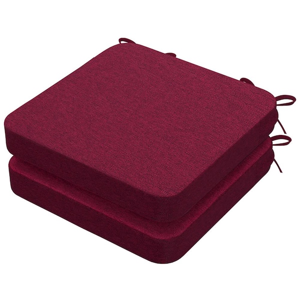 Unbranded 16 in. x 16 in. x 2 in. Square Indoor Chair Cushions Removable Cover Kitchen and Dining Chairs, Dark Wine Red (Set of 2)