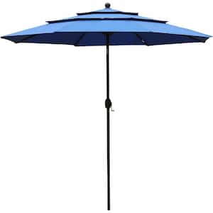 10 ft. Steel Market Patio Umbrella with Crank and Tilt in Color Dark Blue