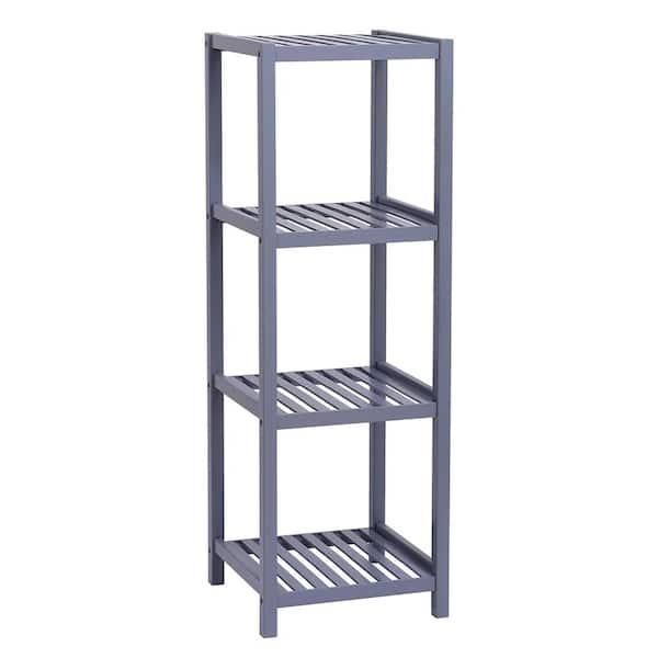 EPOWP 12.89 in. W x 12.89 in. D x 38.2 in. H Bamboo Freestanding Bathroom Shelf in Gray