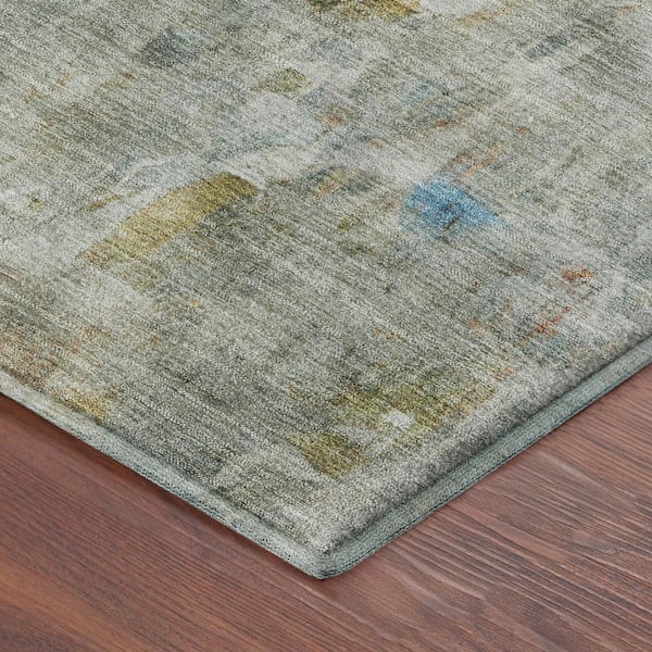 Mayfield Premium Machine Washable Abstract AMF2310 Sage 9 ft. x 12 ft. Area Rug