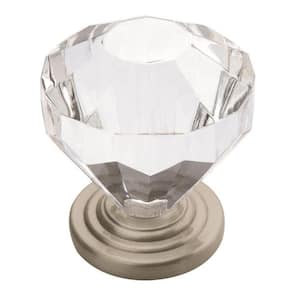 Traditional Classics 1-1/4 in (32 mm) Diameter Crystal/Satin Nickel Geometric Cabinet Knob
