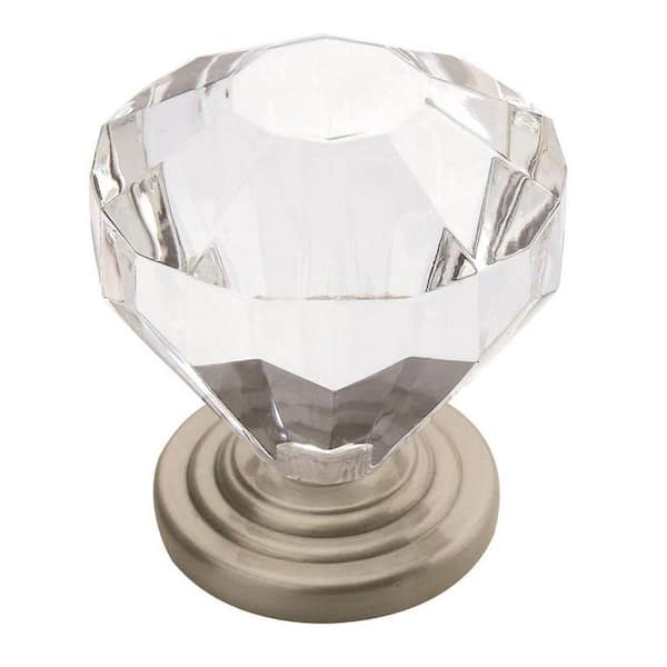 Amerock Traditional Classics 1-1/4 in (32 mm) Diameter Crystal/Satin Nickel Geometric Cabinet Knob