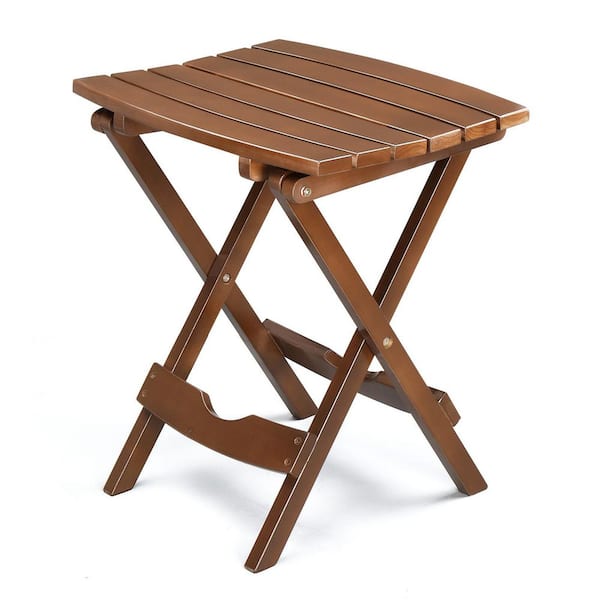 Karl home Brown Wood Patio Folding Side Table