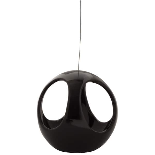 Pride Garden Products Live Green Nidos 4.75 in. Black Ceramic Hanging Ball Planter
