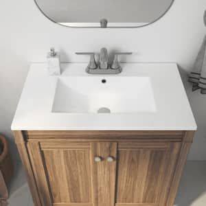 Tucson 30 in. W x 18 in. D x 7 in. H Vitreous China Single Sink Vanity Top in White with 3 Faucet Hole (4 in. centerset)