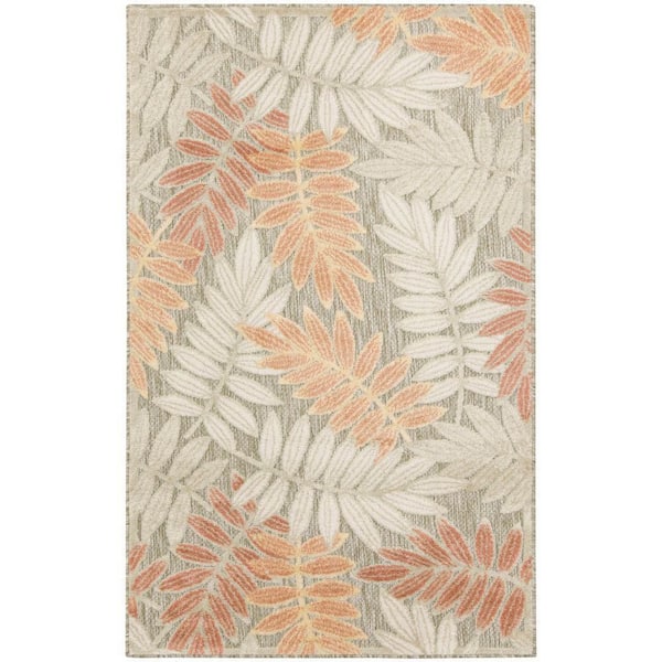 Aloha Sage Rose 3 ft. x 4 ft. Botanical Contemporary Area Rug
