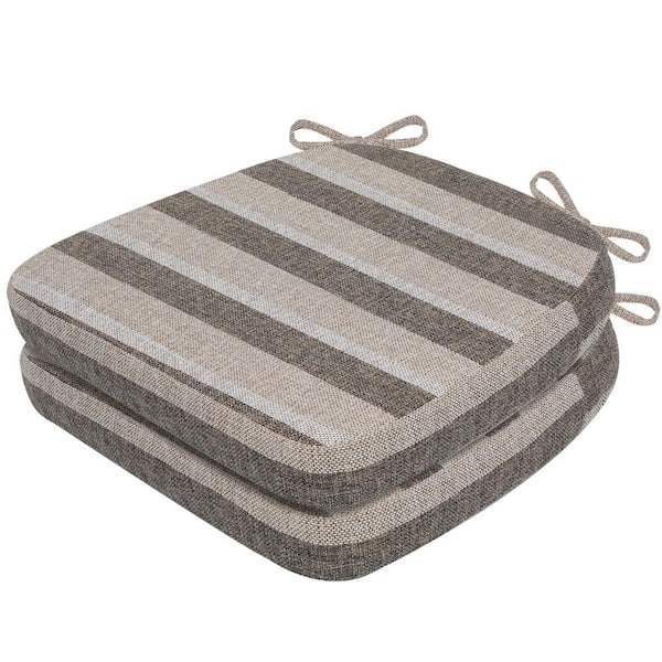 Unbranded 17 in. x 16 in. x 2 in. D-Shaped Indoor Chair Cushions Removable Cover Kitchen in Boldstripes Chocolate/Beige (Set of 2)