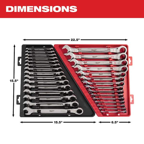 Milwaukee - SAE/Metric Combination Ratcheting Wrench Mechanics Tool Set (30-Piece)