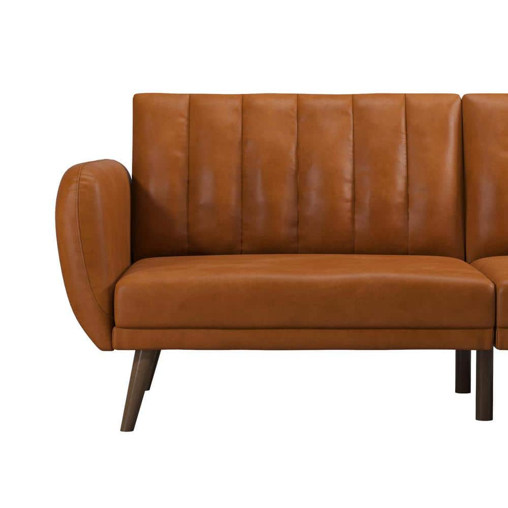 Brittany Camel Faux Leather Convertible Sleeper Sofa