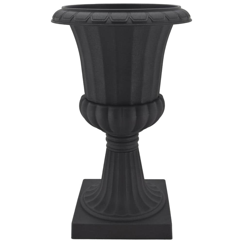 Deluxe Pedestal 10 in. x 17 in. Black Plastic Urn