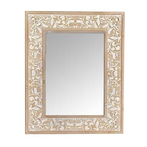 27.5 in. W x 35.5 in. H Rectangle Carved Wood Framed Wall Mirror