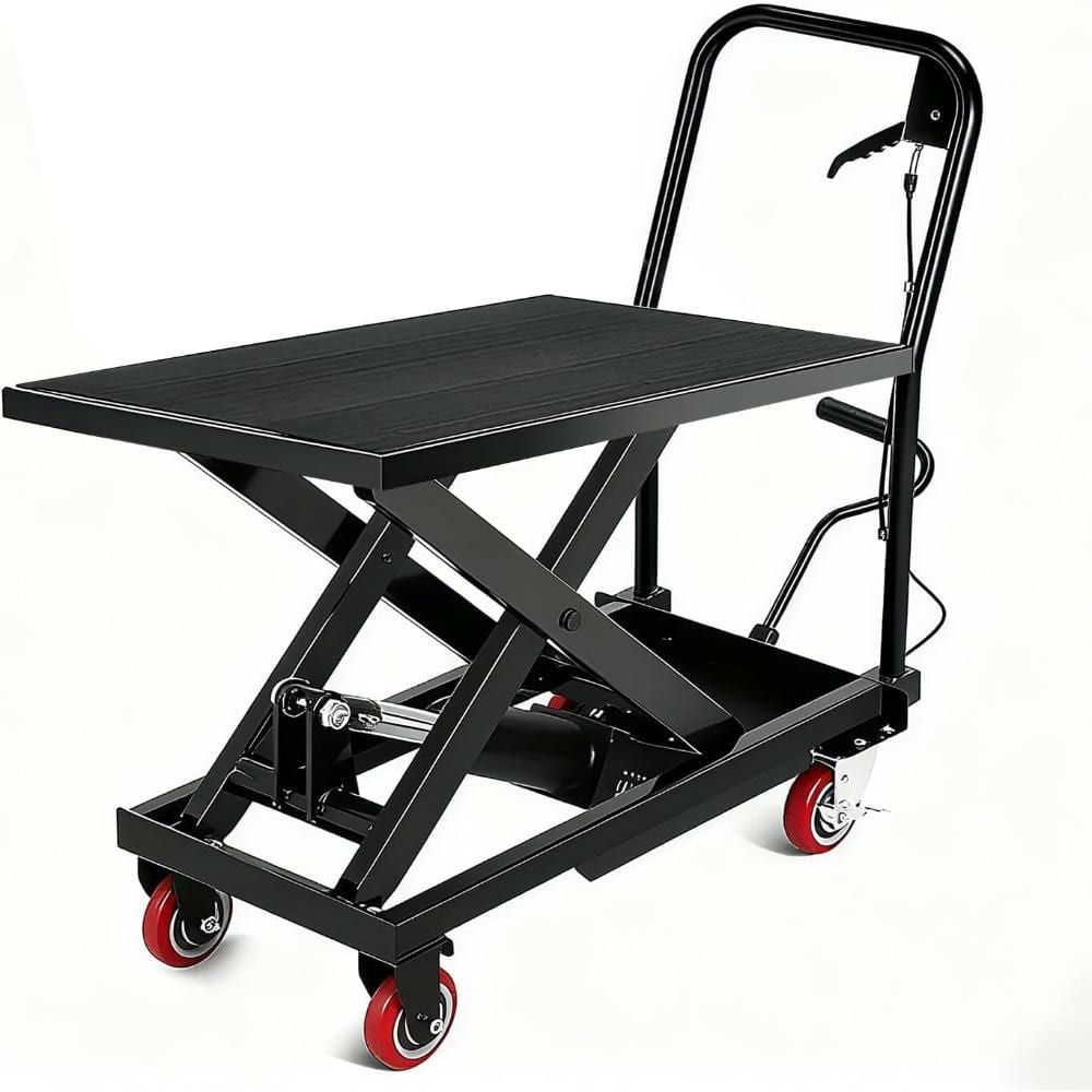 Hydraulic Lift Table Cart 330 LBS Single Scissor Lift Cart, Mobile Lift Jack  with Gloves, Black price history on PriceWatchPro