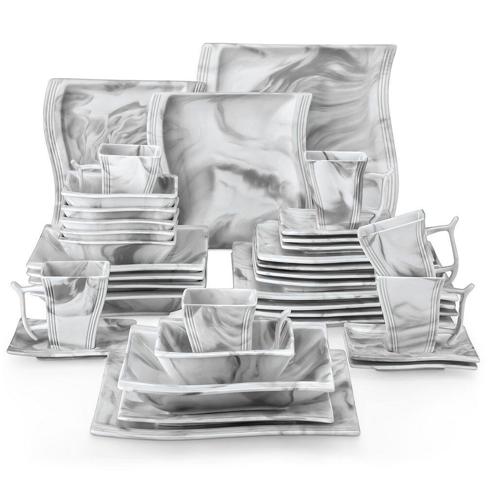 36-Piece Marble Grey Porcelain Dinnerware Set Service for 6-Dishware Tableware Dining Set with Plates Bowls Cups Saucers price history on PriceWatchPro