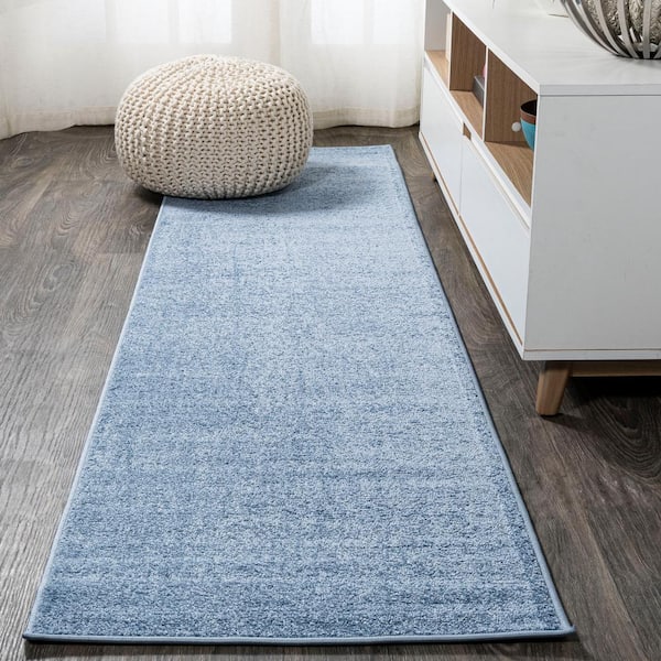 JONATHAN Y Haze Solid Low-Pile Classic Blue 2 ft. x 8 ft. Runner Rug