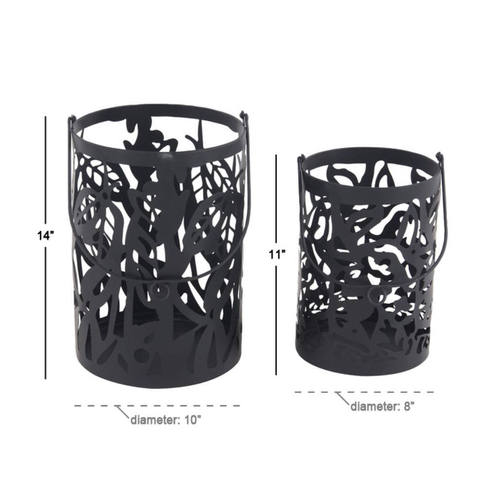 Botanica Black Iron 10" Hanging Candle Lantern Set