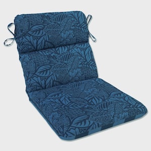 Reversible Botanical Stripe 21 in. W x 3 in. H Deep Seat, 1-Piece Chair Cushion with Round Corners in Blue Maven