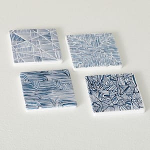 4 in. x 4 in. Blue Patterned Creative Coaster (Set of 4)