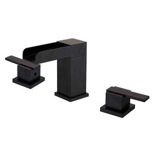 8 in. Widespread 2-Handle Low-Arc Bathroom Faucet with Supply Lines in Matte Black (Valve Included)