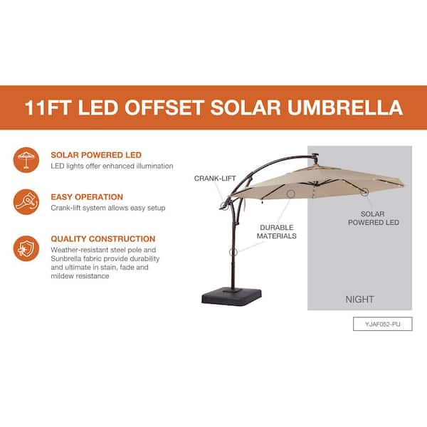 hampton bay 11-ft aluminum cantilever solar led offset patio umbrella Garden Winds Replacement Canopy Top for ripped and just plain tired Cantilever Umbrella Best Garden Parasol