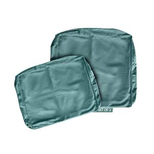 24 in. x 24 in. and 18 in. x 24 in. Aqua Outdoor Slipcover Set Seat Plus Back for Lounge Chair, Deep Seat Chair Cushions