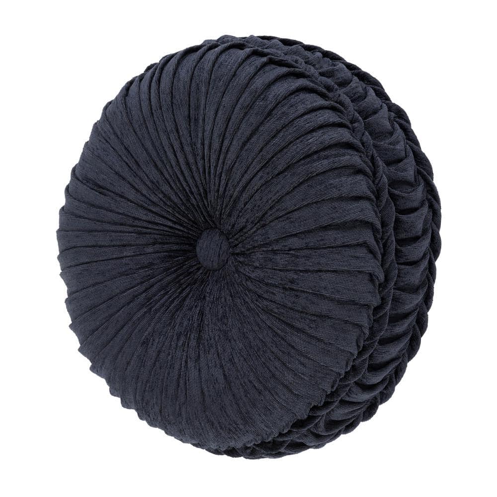 Lakeview Indigo Polyester Tufted Round Decorative 15 in. x 15 in. Throw Pil