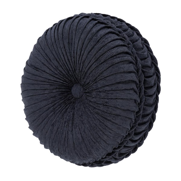 Unbranded Lakeview Indigo Polyester Tufted Round Decorative 15 in. x 15 in. Throw Pillow