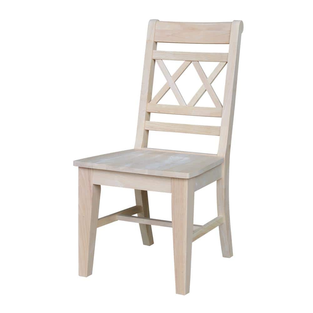 Unfinished Rubberwood High Cross Back Side Chair Set