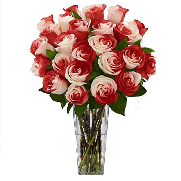 The Ultimate Bouquet Gorgeous Sweetheart Rose Bouquet in Clear Vase (24 Stem) Overnight Shipping Included