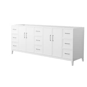 Elan 83 in. W x 21.5 in. D x 34.25 in. H Double Bath Vanity Cabinet without Top in White with Brushed Nickel Trim
