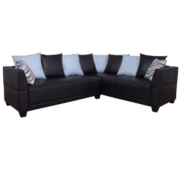 Star Home Living 2-Piece Brown Faux Leather Right Sectional Sofa Set