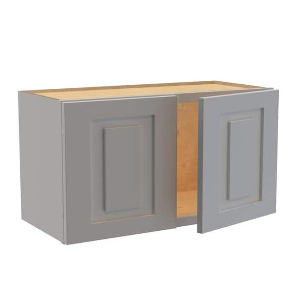 Home Decorators Collection Grayson 27 in. W x 12 in. D x 15 in. H Assembled Plywood Wall Bridge Kitchen Cabinet in Pearl Gray with Soft Close
