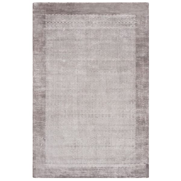 Mirage 6 ft. x 9 ft. Gray Solid Color Border Geometric Area Rug