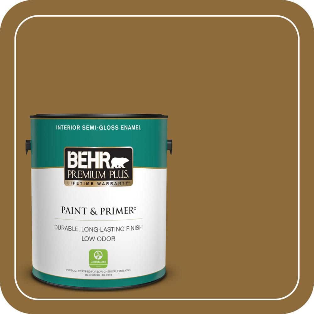 1 gal. #310F-7 Carmel Woods Semi-Gloss Enamel Low Odor Interior Paint & Primer price history on PriceWatchPro
