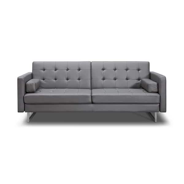 Unbranded Giovanni Gray Faux Leather Sofa Bed