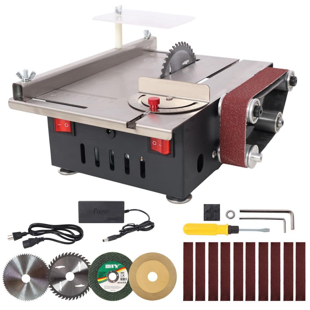 Mini Silver Metal Cutting Tool Table Saw with 4-Blades, 10-Sanding Blet, 7-Gear and Adjustable 0-90° Angle price history on PriceWatchPro