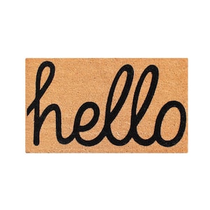 A1HC First Impression fade resistant HELLO 24 in. x 36 in. Flocked Coir Door Mat