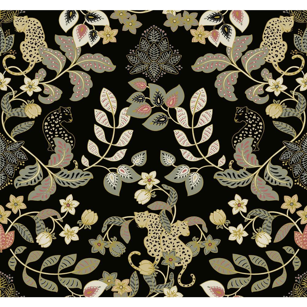 Getty Black and Gold Jungle Damask Non-Pasted Wallpaper
